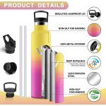 Tzf - gourde isotherme, 1000ml anti - fuite, bouteille isotherme, sans bpa, gourde inox, rutilisable, ...