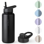 Tzf - gourde isotherme 1l - gourde inox avec paille et ouverture pour boire - etanche, sans bpa, reutilisable ...