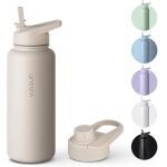 Tzf - gourde isotherme 1l - gourde inox avec paille et ouverture pour boire - etanche, sans bpa, reutilisable ...