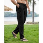 Tzf - pantalon coton lin homme dcontracts de plage lger et casual yoga pants avec cordon elastique ...