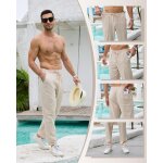 Tzf - pantalon coton lin homme décontractés de plage léger eté casual yoga pants avec cordon elastique ... Tzf - pantalon coton lin homme décontractés de plage léger eté casual yoga pants avec cordon elastique ...