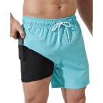 Tzf - shorts de bain homme etanche schage rapide 2 en 1 maillot homme avec doublure de compression