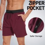 Tzf - shorts de bain homme etanche schage rapide 2 en 1 maillot homme avec doublure de compression