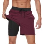 Tzf - shorts de bain homme etanche schage rapide 2 en 1 maillot homme avec doublure de compression