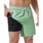 Tzf - shorts de bain homme etanche schage rapide 2 en 1 maillot homme avec doublure de compression