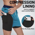 Tzf - shorts de bain homme etanche schage rapide 2 en 1 maillot homme avec doublure de compression