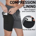 Tzf - shorts de bain homme etanche schage rapide 2 en 1 maillot homme avec doublure de compression
