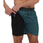 Tzf - shorts de bain homme etanche schage rapide 2 en 1 maillot homme avec doublure de compression