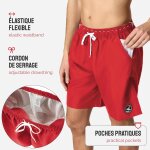 Tzf - short de bain homme, schage rapide avec filet intrieur, maillot de bain homme piscine, poches ...