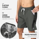 Tzf - short de bain homme, schage rapide avec filet intrieur, maillot de bain homme piscine, poches ...