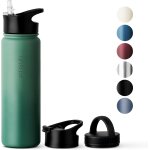 Tzf - vinsun gourde isotherme inox 750ml - avec paille (3 bouchons) - etanche, sans bpa, garde froid ...