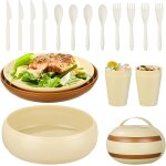 Ulteronixshop - lot de 21 assiettes et bols de camping pour 4 personnes, vaisselle de pique - nique avec ...