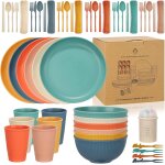 Ulteronixshop - lot de 60 assiettes et bols camping pour 6 personnes, vaisselle incassable en plastique ...