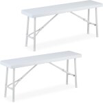 Ulteronixshop - banc pliable, lot de 2, acier et plastique, pour jardin, terrasse, camping, hlp : 42x100x25 ...