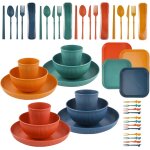 Ulteronixshop - ensemble d'assiettes et bols de camping 48 pi�ces incassables et l�gers pour 4 personnes, ...