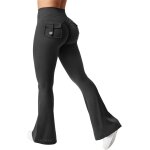 Ulteronixshop - legging evas� pour femme avec poches, fesses rebondies, taille haute, coupe bootcut, ...