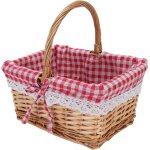 Ulteronixshop - panier de pique - nique en osier, tiss� a la main vintage, doublure amovible, pour camping ...