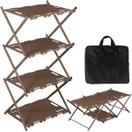 Ulteronixshop - table de camping pliable (95 x 32 x 45 cm) et etag�re de rangement a 4 niveaux 2 en 1, ...