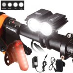 Avec usb taillight - noir cyclisme lampe 2 x t6 led lumière de vélo avant vélo phare torche + 6400mah ... Avec usb taillight - noir cyclisme lampe 2 x t6 led lumière de vélo avant vélo phare torche + 6400mah ...