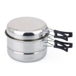 Ustensiles de cuisine de camping en acier inoxydable, cuiseur a chaleur, vaisselle de voyage, pot de ...