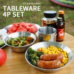 Vaisselle d'extrieur portable en acier inoxydable, camping en plein air pique - nique barbecue assiette ...