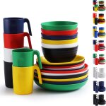 Vaisselle en plastique 24pcs pour 6, assiettes et bols s comprenant des assiettes a dîner, assiette a ... Vaisselle en plastique 24pcs pour 6, assiettes et bols s comprenant des assiettes a dîner, assiette a ...