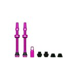 Valves pour pneu sans chambre a air - paire de 2 - alu - 60mm - rose - muc - off