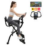 V�lo d'appartement pliable 4 en1 - x bike - corde de tension - dossier et si�ge - 16 niveaux de r�sistance ...