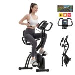 V�lo d'appartement pliable 4 en1 - x bike - corde de tension - dossier et si�ge - 16 niveaux de r�sistance ...