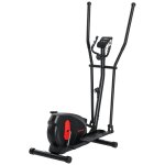 V�lo elliptique magn�tique 8 niveaux r�sistance ecran led multifonction roulettes d�placement rouge noir ...