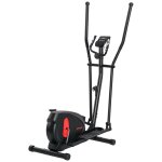 V�lo elliptique magn�tique 8 niveaux r�sistance ecran led multifonction roulettes d�placement rouge noir ...