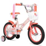 V�lo enfant 12 pouces joystar little violet pour filles de 2 a 4 ans, bicyclette avec rubans, panier, ...