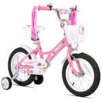 V�lo enfant 14 pouces joystar little violet pour filles de 2 a 7 ans, bicyclette avec rubans, panier, ...