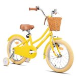 V�lo enfant keano marigold 12 pouces, avec roulettes stabilisatrices amovibles, panier, jaune