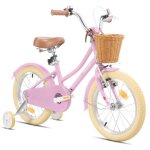 V�lo enfant keano marigold 12 pouces, avec roulettes stabilisatrices amovibles, panier, rose