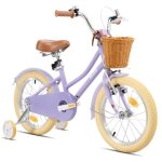 V�lo enfant keano marigold 16 pouces, avec roulettes stabilisatrices amovibles, panier, violet