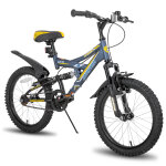 V�lo enfant vtt 20 pouces joystar contender tout suspendu double frein a main b�quille bleu