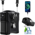 Ventilateur de ceinture a clip rechargeable 10000mah, 5 vitesses, lampe torche, housse en silicone, clip ...