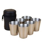 Verres a liqueur en acier inoxydable avec etui en cuir, 6 pièces, 70ml, expresso shot, vaisselle de bar, ... Verres a liqueur en acier inoxydable avec etui en cuir, 6 pièces, 70ml, expresso shot, vaisselle de bar, ...