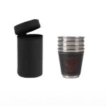Verres a liqueur en acier inoxydable avec etui en cuir, vaisselle de bar, récipient a boire, tasse de ... Verres a liqueur en acier inoxydable avec etui en cuir, vaisselle de bar, récipient a boire, tasse de ...