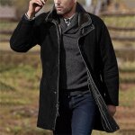 Veste coupe - vent chaude et epaisse pour hommes, manteau a col en fourrure de haute qualit, parka polaire ...