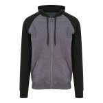 Veste zipp�e a capuche baseball homme - jh063 - gris fonc� et noir