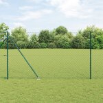 Vidaxl clture en mailles de chane avec 7 poteaux en pointe 1, 6 x 10 m en acier galvanis