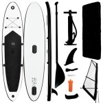 Vidaxl ensemble de planche sup gonflable avec voile noir et blanc