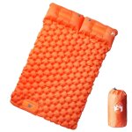 Vidaxl matelas de camping autogonflant et oreillers 2 personnes orange