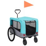 Vidaxl remorque de v�lo pour chiens et poussette 2 - en - 1 bleu et gris