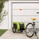 Vidaxl remorque de vélo pour chien vert et noir tissu oxford et fer Vidaxl remorque de vélo pour chien vert et noir tissu oxford et fer