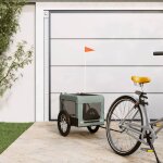 Vidaxl remorque de vlo pour animaux de compagnie gris et noir