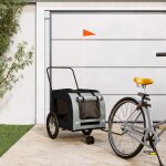Vidaxl remorque de vlo pour animaux de compagnie noir et gris