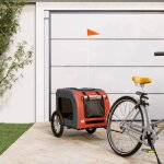 Vidaxl remorque de vlo pour chien orange et gris tissu oxford et fer